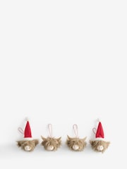 Set of 4 Natural Hamish the Highland Cow Christmas Baubles - Image 3 of 3