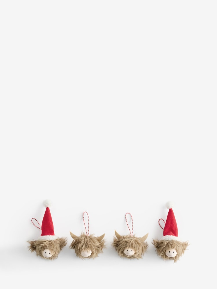 Set of 4 Natural Hamish the Highland Cow Christmas Baubles - Image 3 of 3
