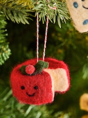 Set of 4 Cheese Felt Christmas Baubles - Image 2 of 4