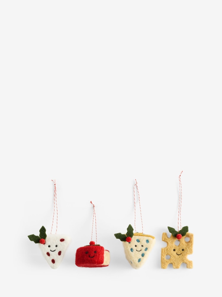Set of 4 Cheese Felt Christmas Baubles - Image 4 of 4 Set of 4 Cheese Felt Christmas Baubles - Image 4 of 4