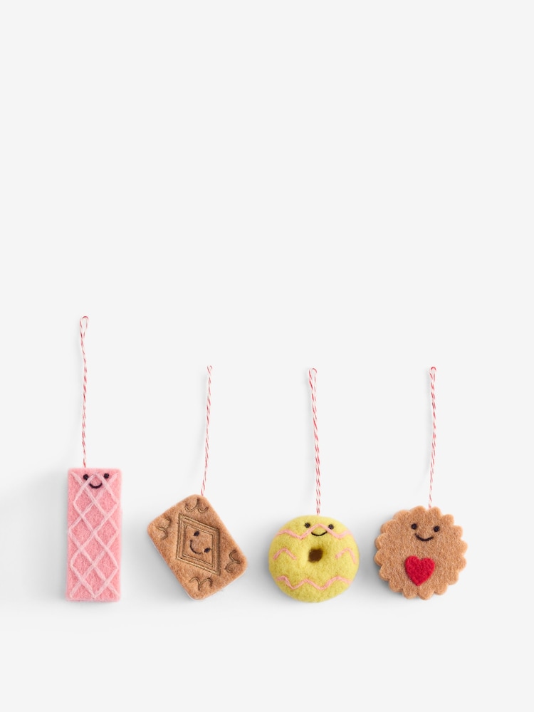 Set of 4 Biscuits Felt Christmas Baubles - Image 2 of 3