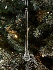 Set of 6 Clear Glass Droplet Baubles - Image 2 of 3