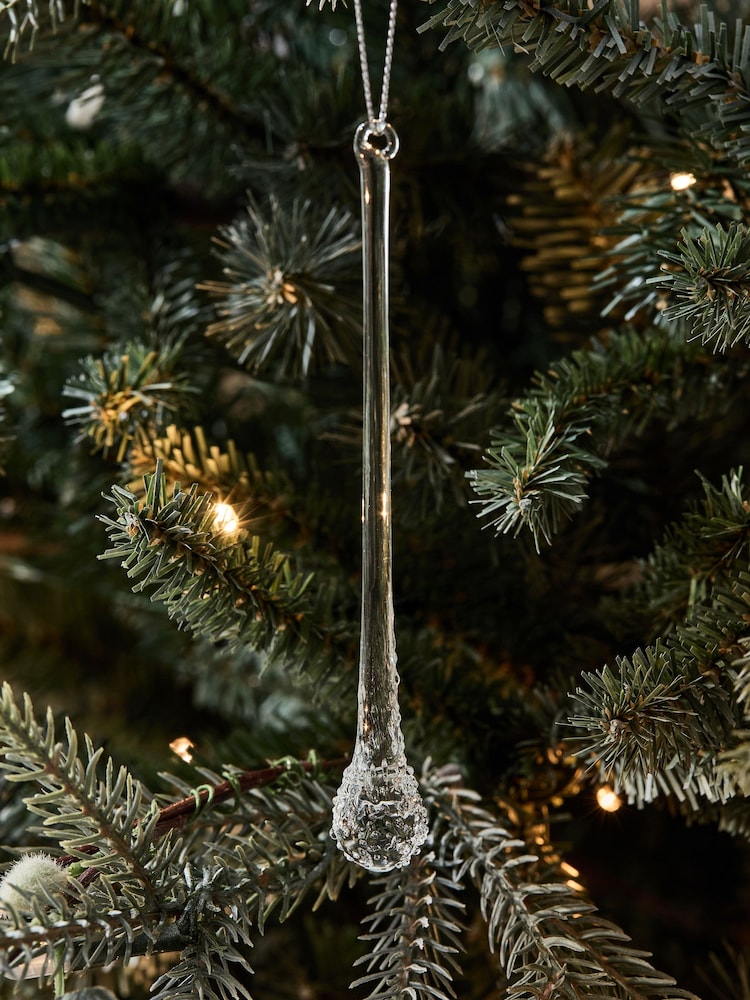 Set of 6 Clear Glass Droplet Baubles - Image 2 of 3 Set of 6 Clear Glass Droplet Baubles - Image 2 of 3