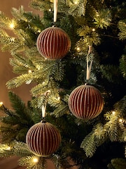 Set of 3 Bronze Beaded Glass Baubles - Image 1 of 4