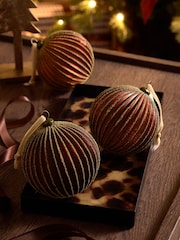 Set of 3 Bronze Beaded Glass Baubles - Image 2 of 4