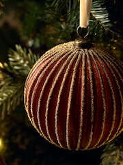 Set of 3 Bronze Beaded Glass Baubles - Image 3 of 4