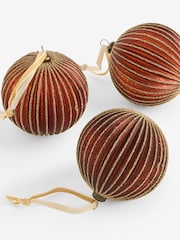 Set of 3 Bronze Beaded Glass Baubles - Image 4 of 4