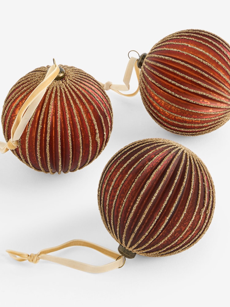 Set of 3 Bronze Beaded Glass Baubles - Image 4 of 4