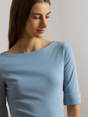 Lauren Ralph Lauren Blue Judy Elbow Sleeve Knit T-Shirt - Image 6 of 8