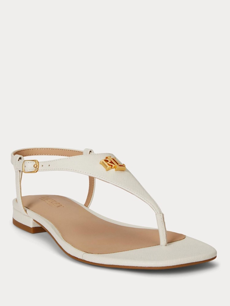 Lauren Ralph Lauren White Everley 2 Flat Sandals - Image 1 of 4