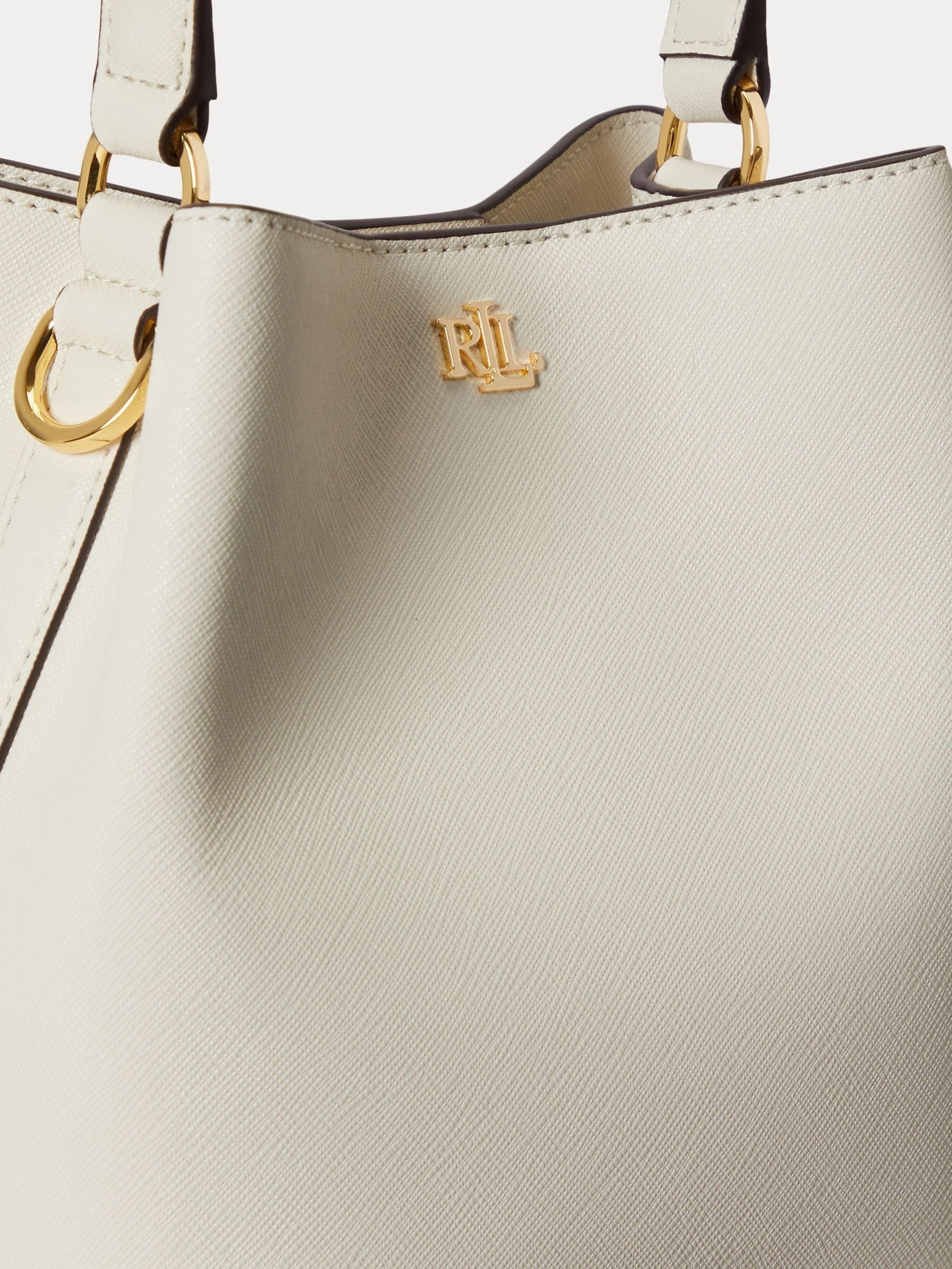 Buy Lauren Ralph Lauren White Reese Crosshatch Small Bucket Bag