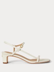 Lauren Ralph Lauren White Lainee Mid Heel Leather Sandals - Image 1 of 4