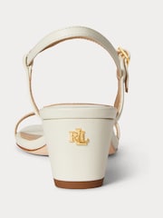 Lauren Ralph Lauren White Lainee Mid Heel Leather Sandals - Image 2 of 4