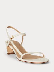 Lauren Ralph Lauren White Lainee Mid Heel Leather Sandals - Image 3 of 4