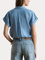 Lauren Ralph Lauren Blue Broono Short Sleeve Button Front Shirt - Image 5 of 8