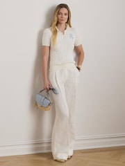 Lauren Ralph Lauren White Natrissa Short Sleeve Pullover Polo Shirt - Image 1 of 8