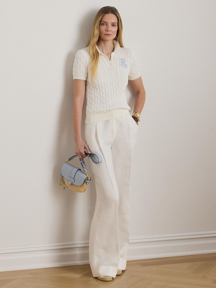 Lauren Ralph Lauren White Natrissa Short Sleeve Pullover Polo Shirt - Image 1 of 8