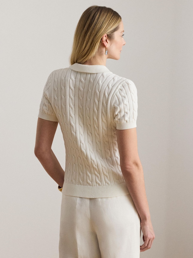 Lauren Ralph Lauren White Natrissa Short Sleeve Pullover Polo Shirt - Image 2 of 8