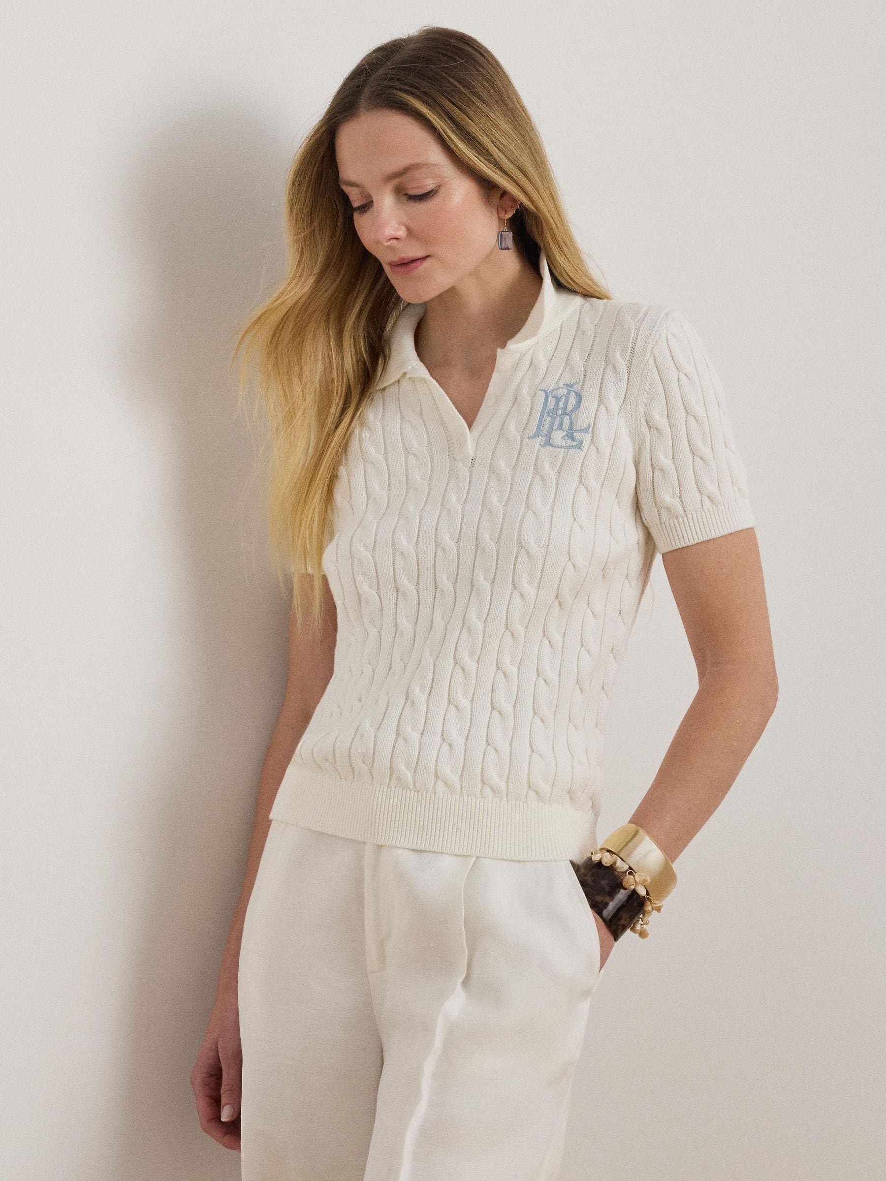 Buy Lauren Ralph Lauren White Natrissa Short Sleeve Pullover Polo