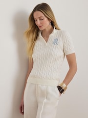 Lauren Ralph Lauren White Natrissa Short Sleeve Pullover Polo Shirt - Image 5 of 8