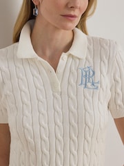 Lauren Ralph Lauren White Natrissa Short Sleeve Pullover Polo Shirt - Image 6 of 8