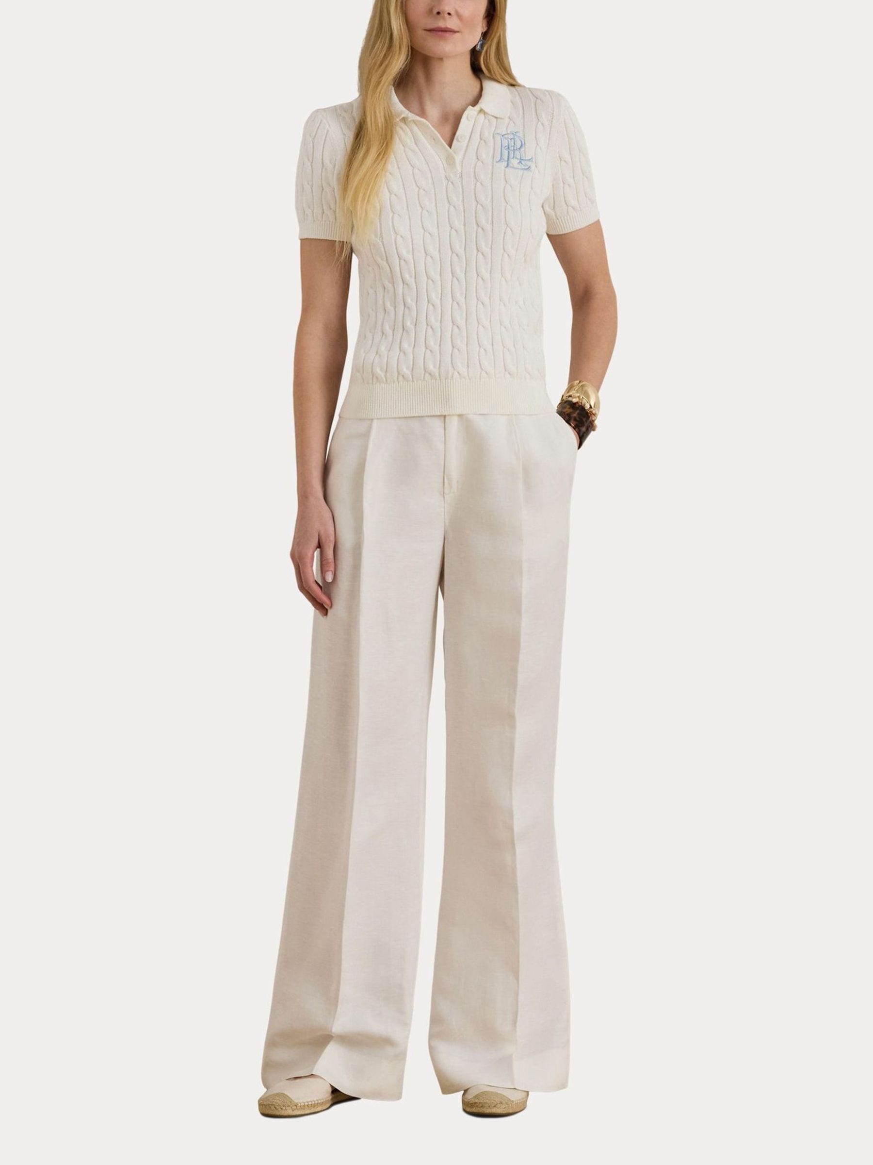 Buy Lauren Ralph Lauren White Natrissa Short Sleeve Pullover Polo