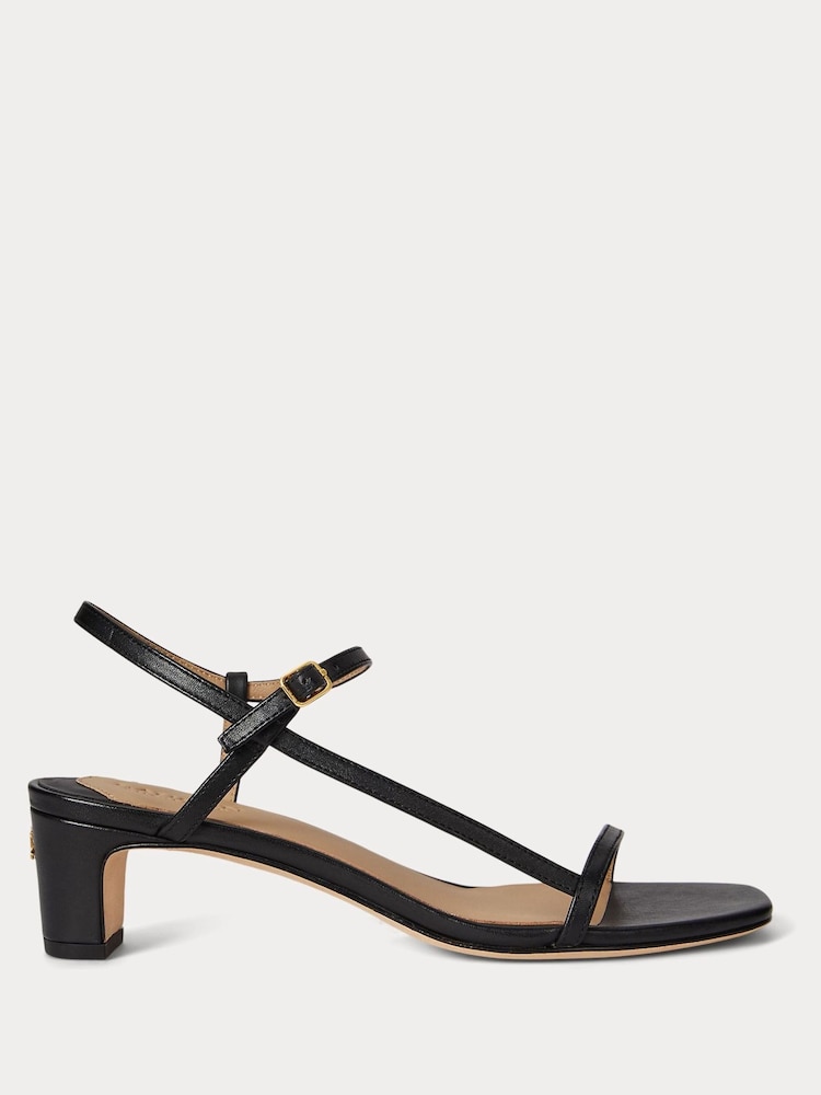 Lauren Ralph Lauren Black Lainee Mid Heel Nappa Leather Sandals - Image 1 of 4