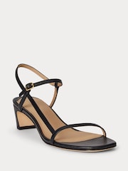 Lauren Ralph Lauren Black Lainee Mid Heel Nappa Leather Sandals - Image 3 of 4