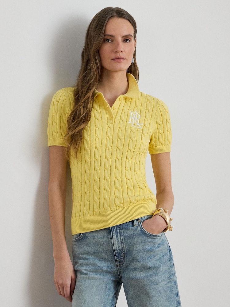 Lauren Ralph Lauren Yellow Natrissa-Short Sleeve-Pullover Polo Shirt - Image 1 of 7
