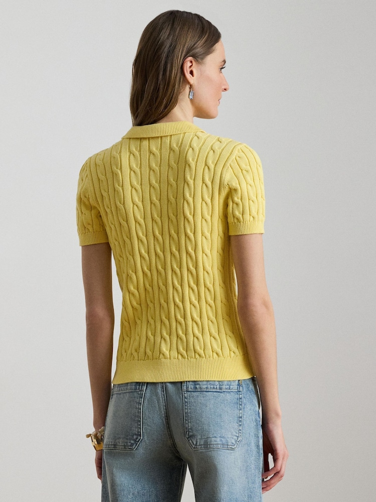 Lauren Ralph Lauren Yellow Natrissa-Short Sleeve-Pullover Polo Shirt - Image 2 of 7