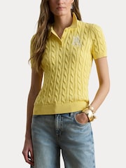 Lauren Ralph Lauren Yellow Natrissa-Short Sleeve-Pullover Polo Shirt - Image 5 of 7