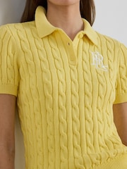 Lauren Ralph Lauren Yellow Natrissa-Short Sleeve-Pullover Polo Shirt - Image 6 of 7
