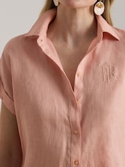 Lauren Ralph Lauren Pink Broono Short Sleeve Button Front Shirt - Image 6 of 8