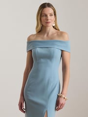 Lauren Ralph Lauren Blue Woven-Bodycon-Dress - Image 4 of 8