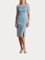 Lauren Ralph Lauren Blue Woven-Bodycon-Dress - Image 6 of 8