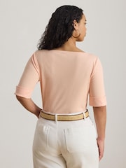 Lauren Ralph Lauren Orange Judy-Elbow Sleeve-Knit T-Shirt - Image 2 of 6