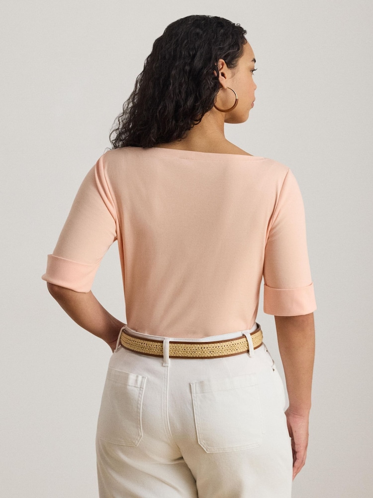 Lauren Ralph Lauren Orange Judy-Elbow Sleeve-Knit T-Shirt - Image 2 of 6