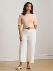 Lauren Ralph Lauren Orange Judy-Elbow Sleeve-Knit T-Shirt - Image 3 of 6