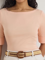 Lauren Ralph Lauren Orange Judy-Elbow Sleeve-Knit T-Shirt - Image 5 of 6