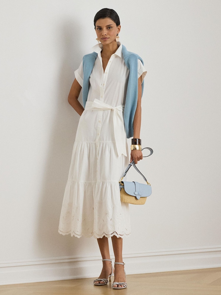 Lauren Ralph Lauren White Ralila-Short Sleeve-Day Dress - Image 1 of 8