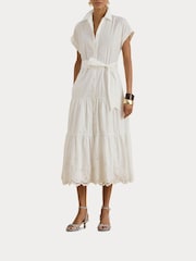 Lauren Ralph Lauren White Ralila-Short Sleeve-Day Dress - Image 5 of 8