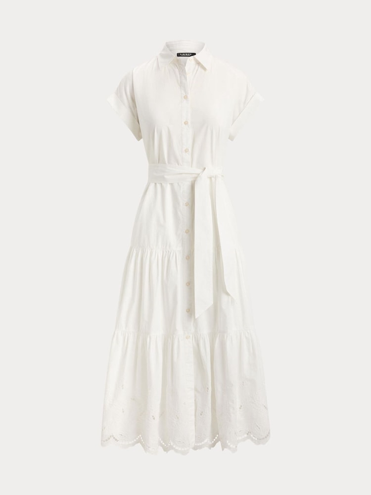 Lauren Ralph Lauren White Ralila-Short Sleeve-Day Dress - Image 8 of 8