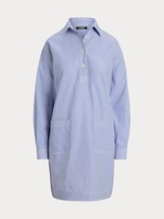 Lauren Ralph Lauren Blue Striped Cotton Broadcloth Shirtdress - Image 7 of 7