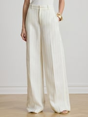 Lauren Ralph Lauren White Woven Wide Leg Pants - Image 1 of 5
