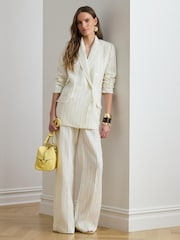 Lauren Ralph Lauren White Woven Wide Leg Pants - Image 3 of 5