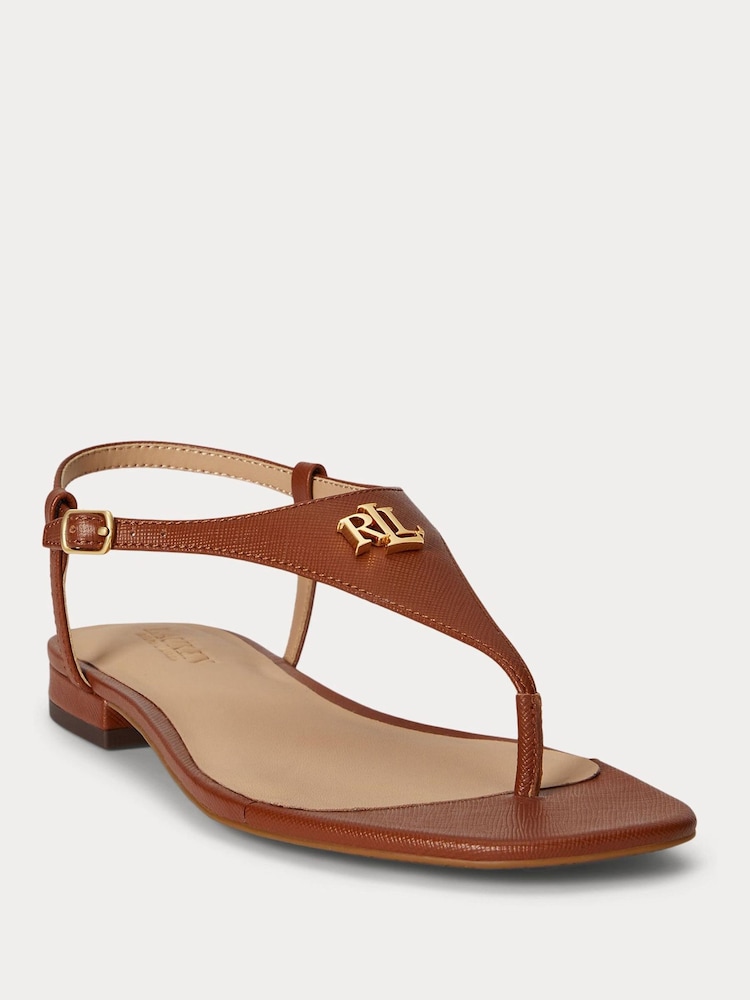 Lauren Ralph Lauren Brown Everley 2 Flat Sandals - Image 1 of 3 Lauren Ralph Lauren Brown Everley 2 Flat Sandals - Image 1 of 3
