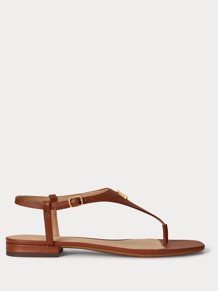 Lauren Ralph Lauren Brown Everley 2 Flat Sandals - Image 2 of 3 Lauren Ralph Lauren Brown Everley 2 Flat Sandals - Image 2 of 3