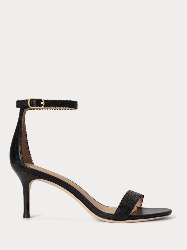 Lauren Ralph Lauren Allie Mid-Heel Perforated Leather Sandals - Imaginea 1 din 4