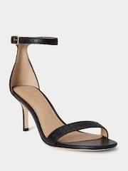 Lauren Ralph Lauren Allie Mid-Heel Perforated Leather Sandals - Imaginea 2 din 4