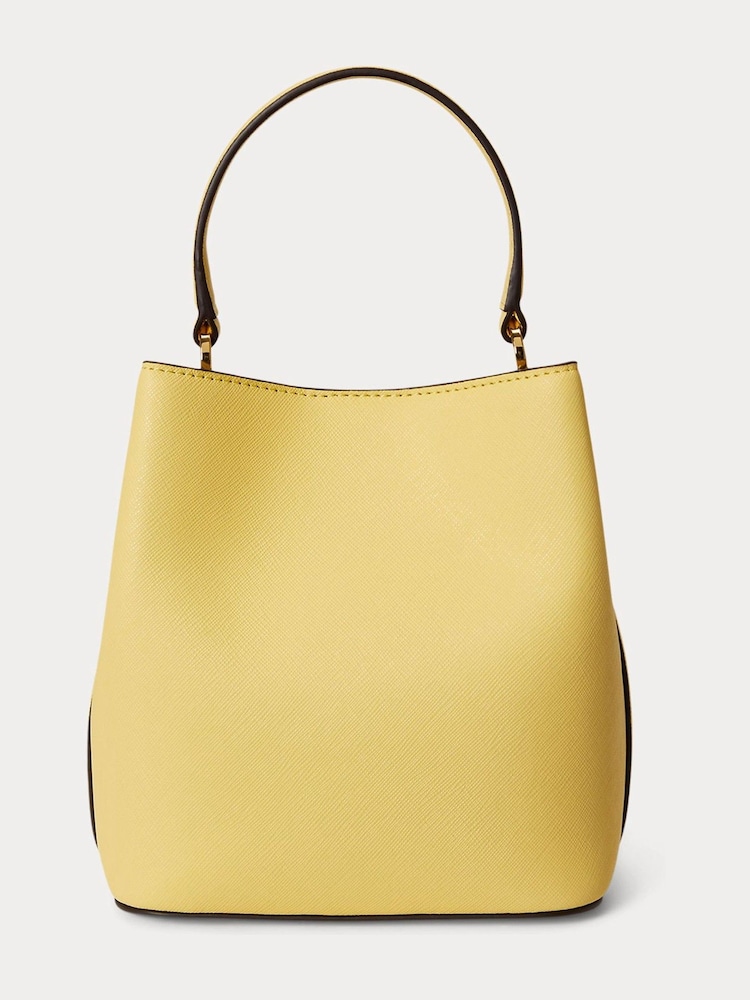 Lauren Ralph Lauren Yellow Crosshatch Small Reese Bucket Bag - Image 2 of 5
